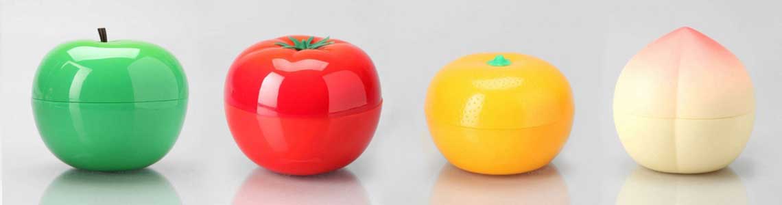 дизайн упаковки крема имитирует овощи и фрукты
